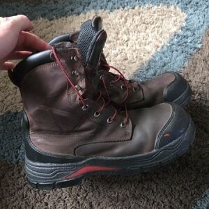 Red Wing Shoes Brown and Black Leather Boots with Red Accents